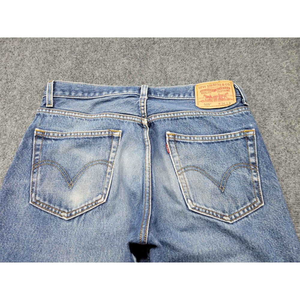 Vintage Levis 505 Regular Fit Jeans Mens 34x34 Medium Wash Blue Straight Leg